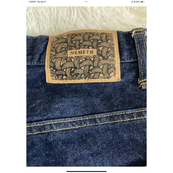 Christopher NEMETH Vintage Dark Denim Red Gingham Patchwork Cropped Jeans Small - Picture 5 of 9